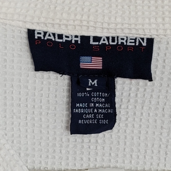 Polo Sport Ralph Lauren Vintage Waffle Zip Up Swatshirt White Men's Size M - Picture 4 of 16
